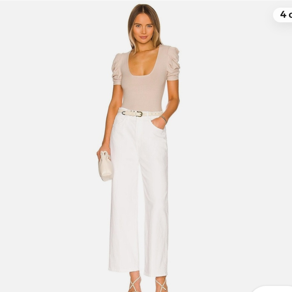 Free People - Beige Puff Sleeve Body Suit